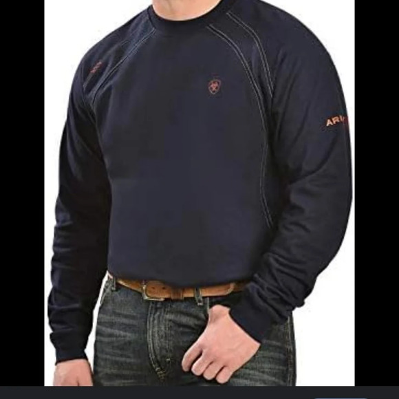 Ariat FR Work Crew T-Shirt  NavySzMed - Picture 5 of 5